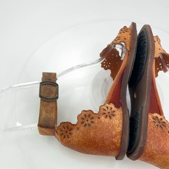 L'Artiste Niarah Sandals Women's 40 9 Brown Leather Ankle Strap Y2K Boho Wedge - Picture 8 of 15